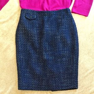 J. Crew Tweed Wool Blend Navy No.2 Pencil Skirt Size 0